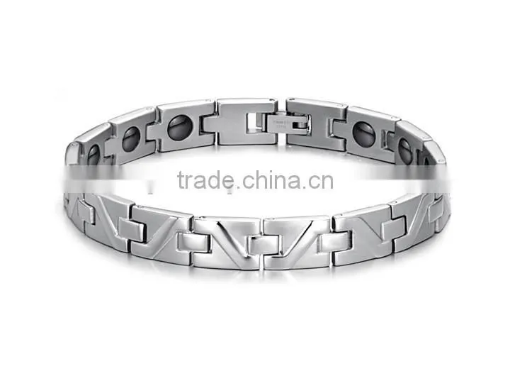 KSTONE 2015 Fashion Crystal Magnetic 316L Stainless Steel Energy Bracelet for Men