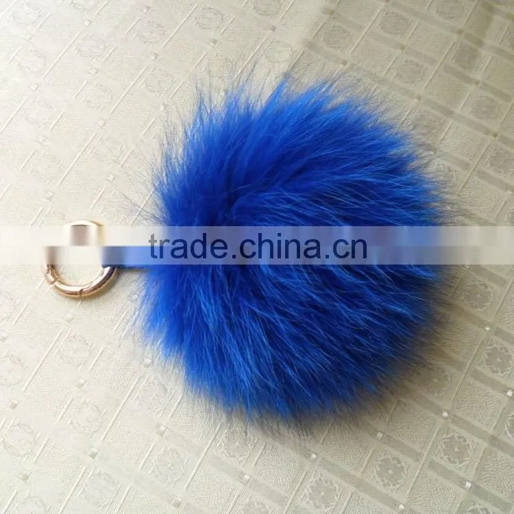 Wholesale Fox Fur Pom poms with Keychain