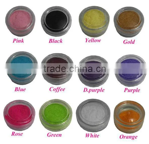 Velvet Nylon Flocking Powder For Nail Art / Crafts, 12-Pack With Bonus Double-Sided Clear Adhesive