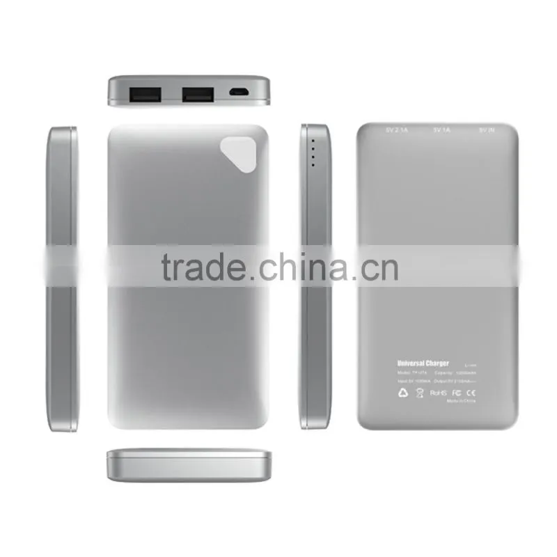 10000mAh Dual USB Ports external charger Li-polymer Power bank QC 2.0 with CE GCC ROHS