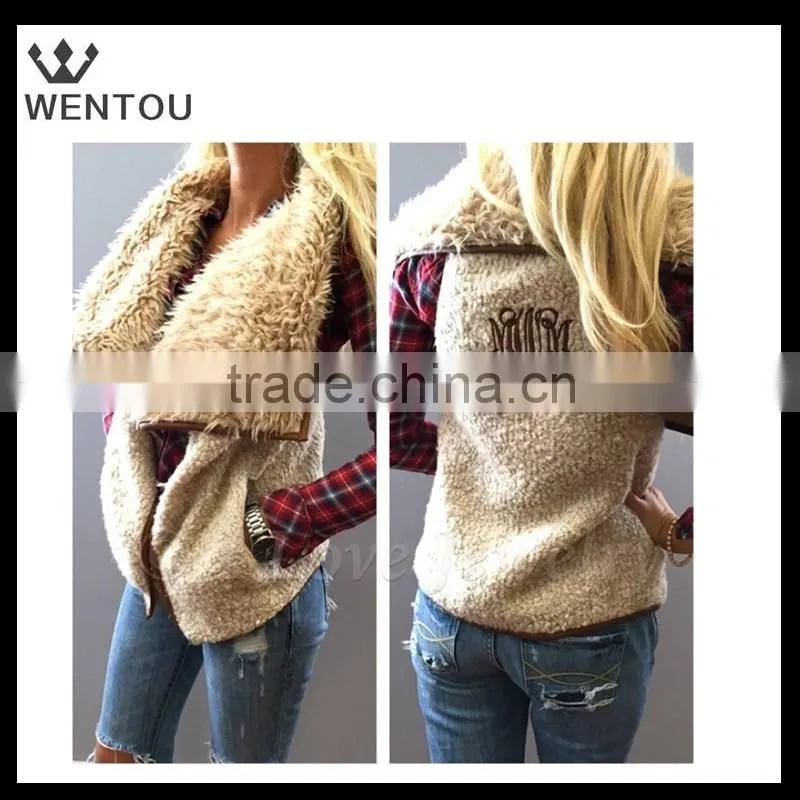 Ladies Fur Leather Trim Monogram Fur Vest