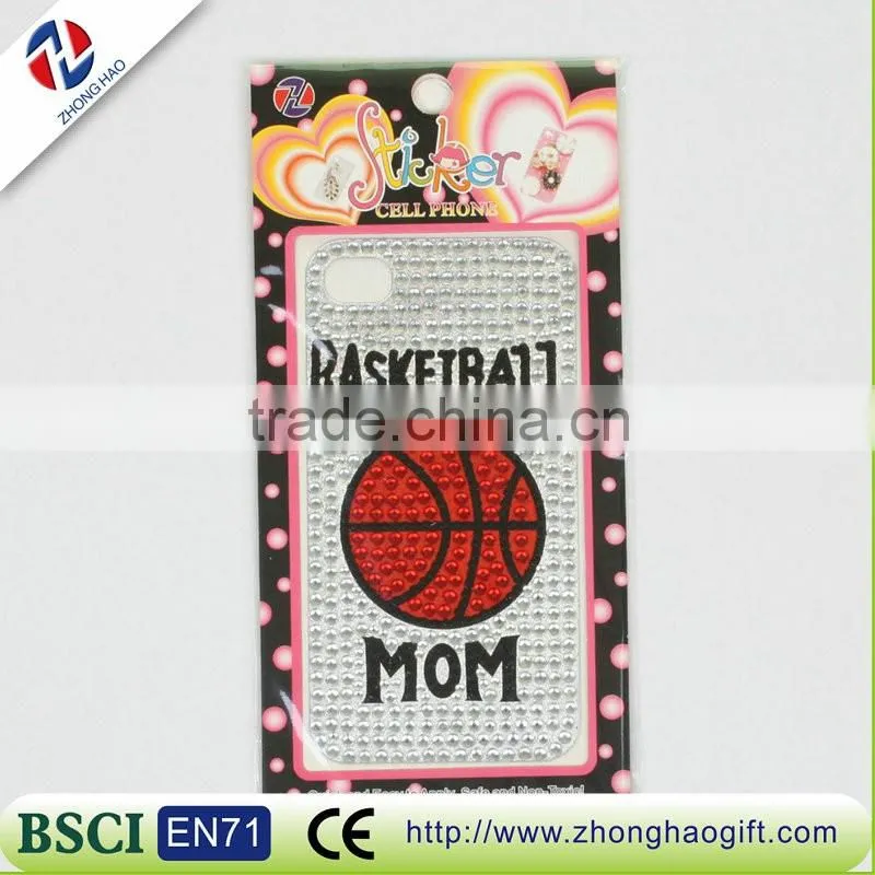2016 new crystal basketball diamond mobile phone sticker