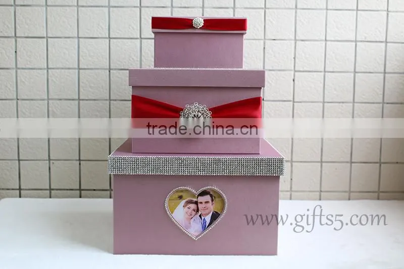 Elegant wedding gift card holder 3 tier white wedding card box wholesale