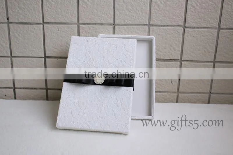 White lace fabric wedding invitation card box