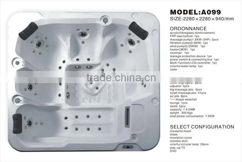 New Products Looking for Distributor 2013 Fashion Unique Design Bubble Spa Whirlpool Swimming Spa With Led Light for 2 Person