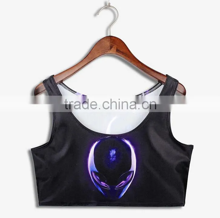 Polyester Women Vest OEM Order Cartoon Print Crop Tops N7-18