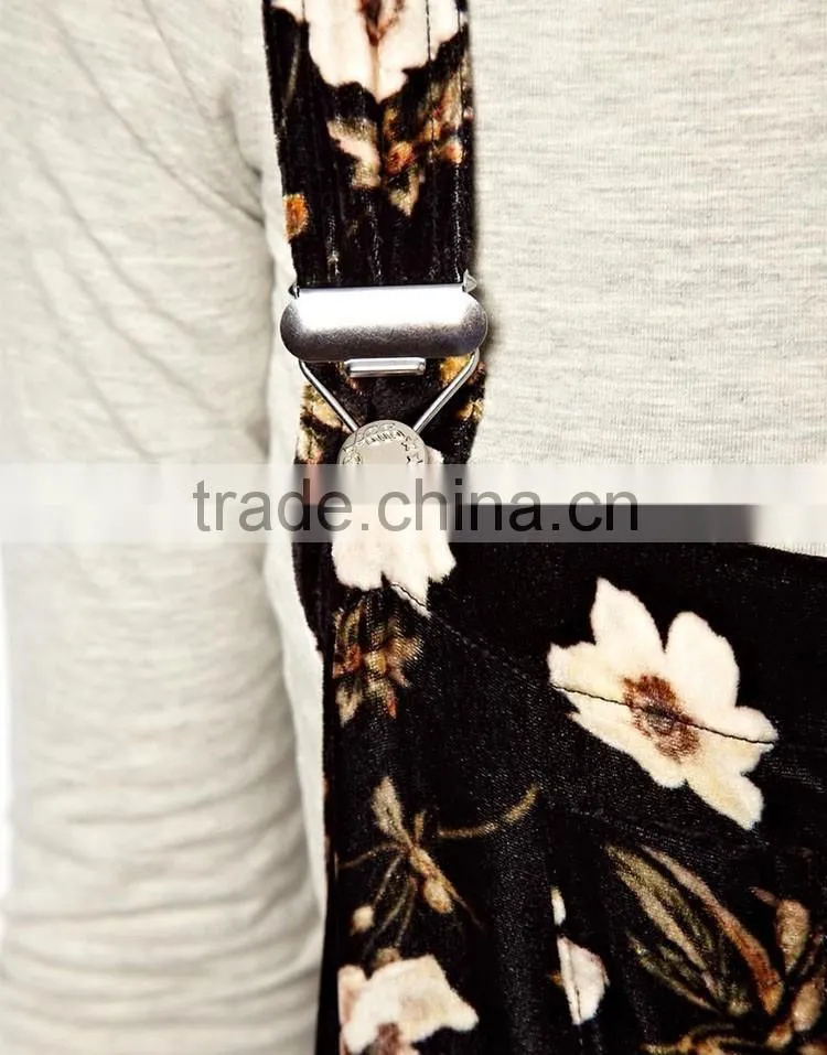 Dungaree printed clothing spaghetti strap casual dress