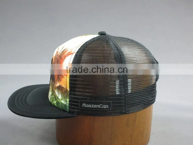 Customer sponge front mesh back snapback cap with woven lable