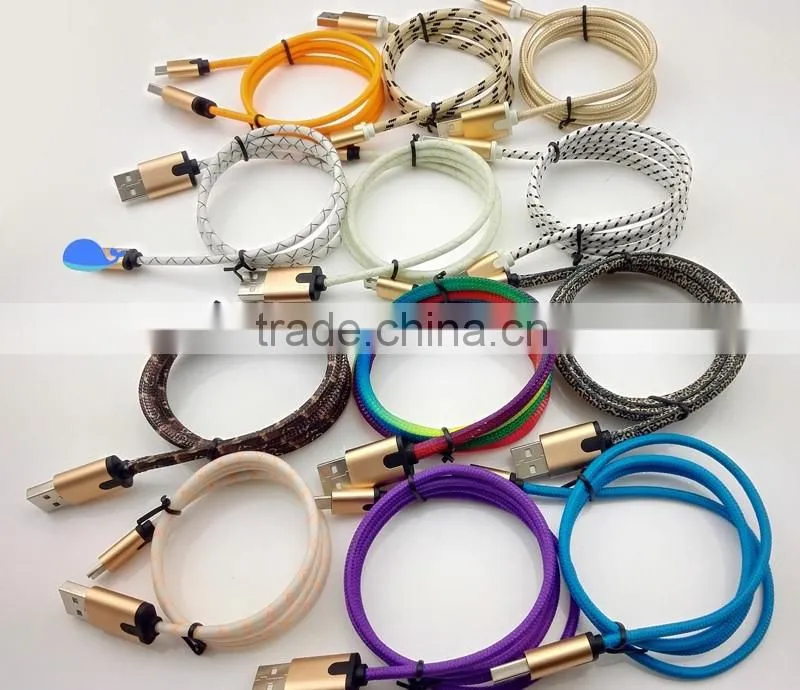 new products 2016 nylon braided cable USB charging cable 2 in 1 USB cable for smartphone