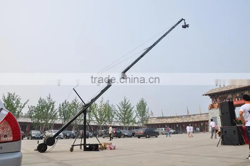 Professional camera crane triangle jimmy jib with 14m triangle and motorized head