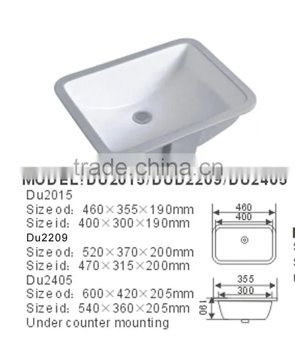 made in chinarectangle undercounter sinks,porcelain sink DU2015