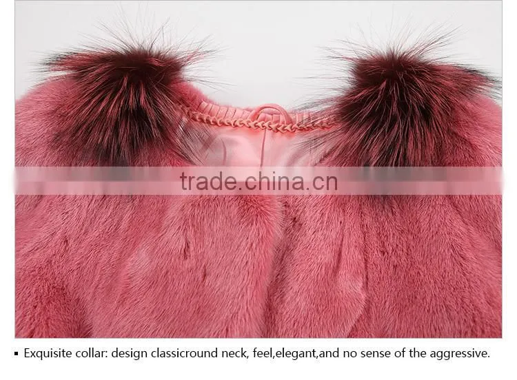 Classic red fox mink fur jacket for women