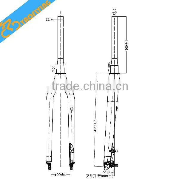 Super light yellow carbon front bike frok high-end bicycle carbon fork on sale