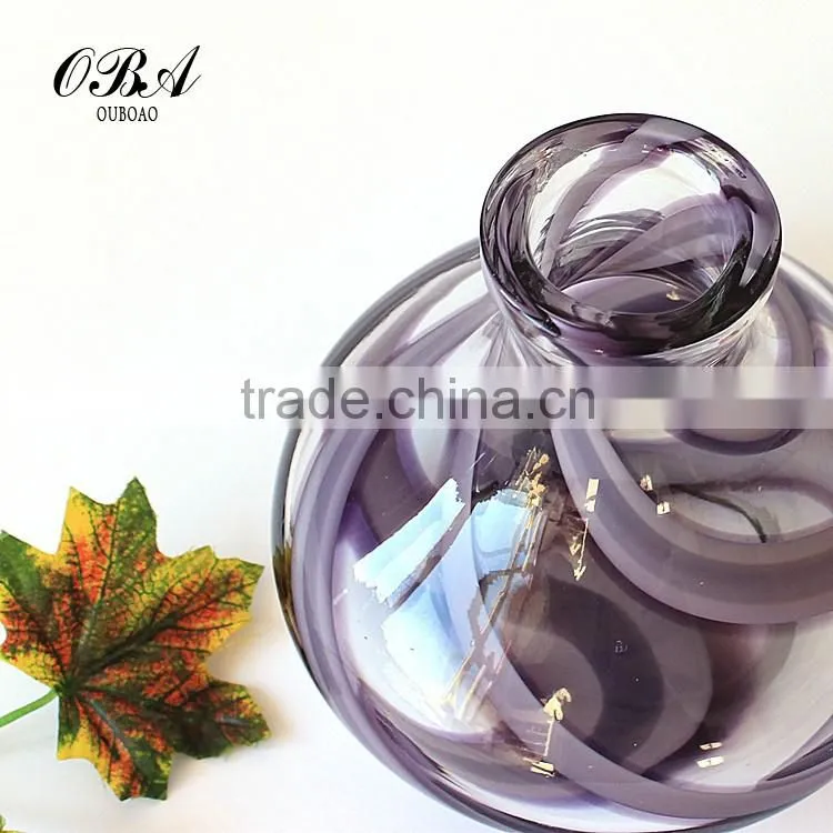 Creative European Style Small Clear Glass Vase / Murano Hand Blown Art Glass Vase For Wedding Centerpieces