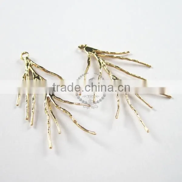 20x38mm 14K light gold coral branch DIY pendant charm jewelry findings supplies 1850210