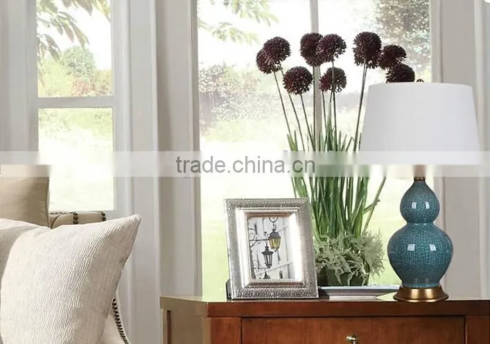 Gourd Shape Ceramic Body With Fabric Lampshade Modern Desk Lamp Bedroom Living Room Table Lamp