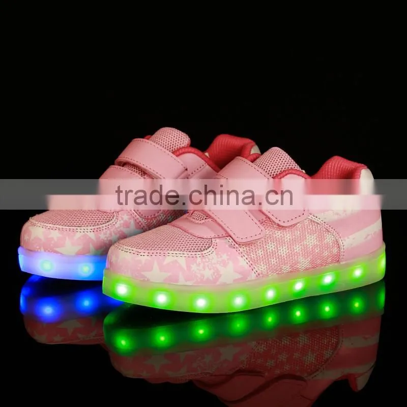 Fashionable American flag style led shoes kids light sports shoes and sneakers for adult casual 2017