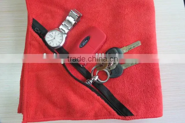 microfiber zipper pocket sport towel