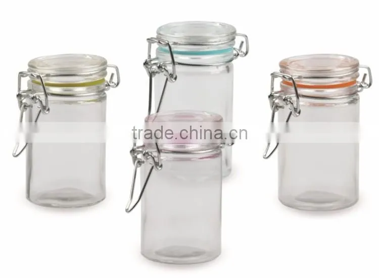 mini clip lock glass lid round shape glass spice jar