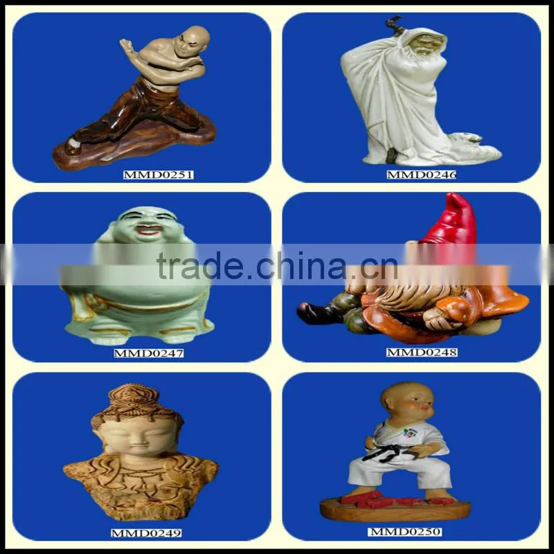 Fancy reclining garden gnome pottery statue