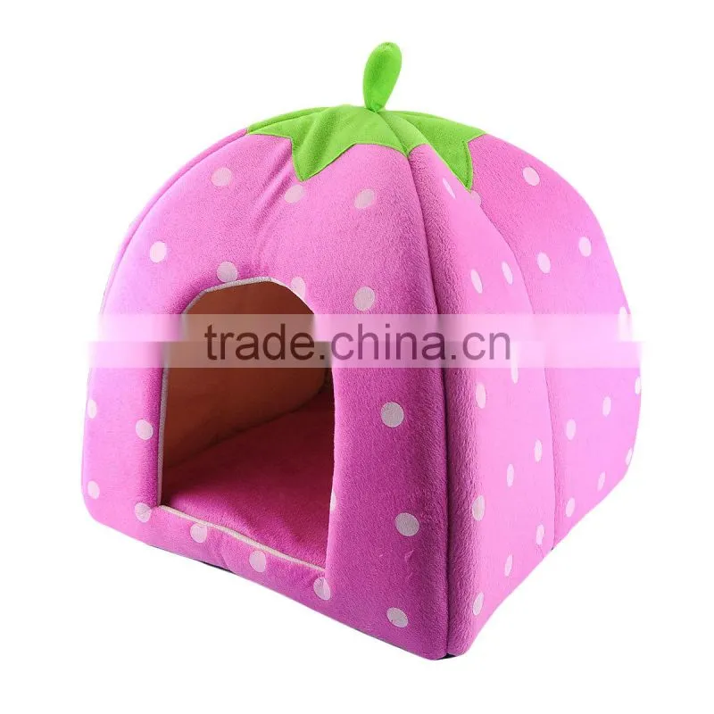 New Arrival Foldable Strawberry Shape Sponge Cut Dog Cat pet Tent Bed