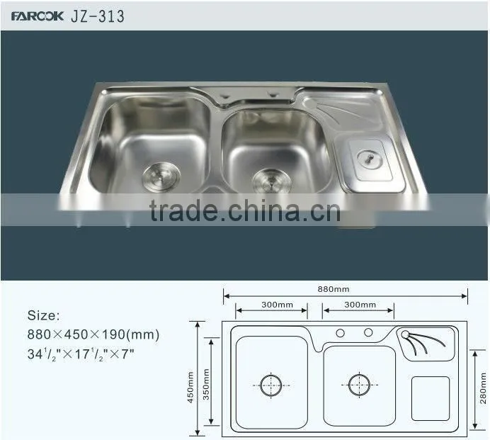 stainless steel kitchen sink with drainer