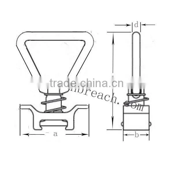 Aluminum Base Single Stud Fitting with Stainless Steel D Ring for L Track