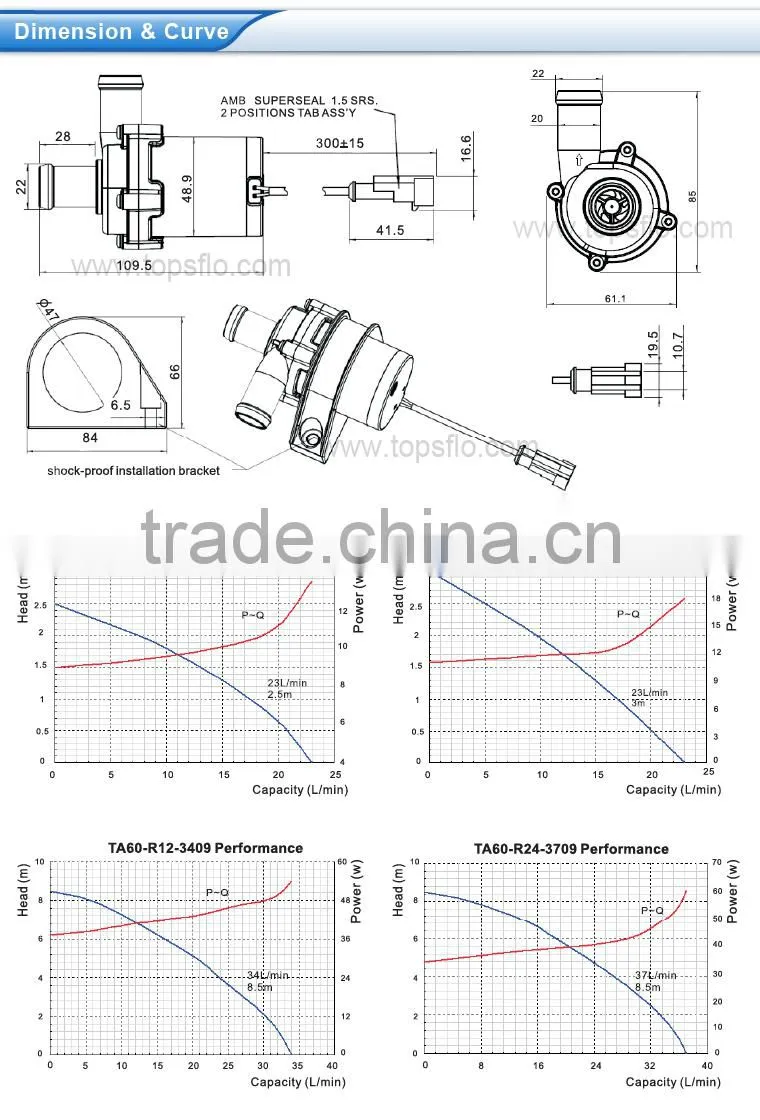Brushless circulation 12v or 24v dc mini hot water circulating car pump