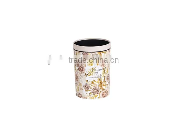 European Style Plastic Leather or Knitted Trash Can Waste Bin Container With Lid 10L