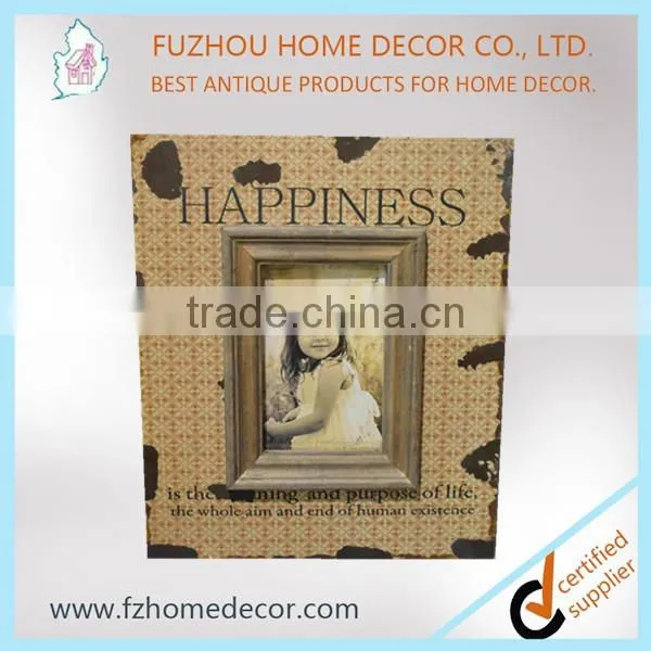 Wooden photo frame with love letter and metal butterfly decor