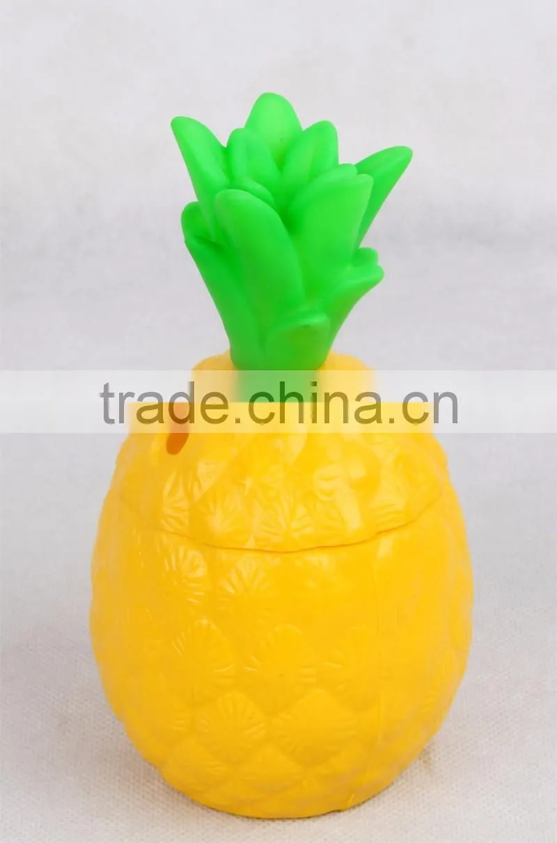 350ml PE Plastic Pineapple Shape Straw Cup