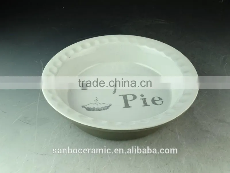 Hot Wholesale white cheap ceramic bake plate for daily use with decal printed stock