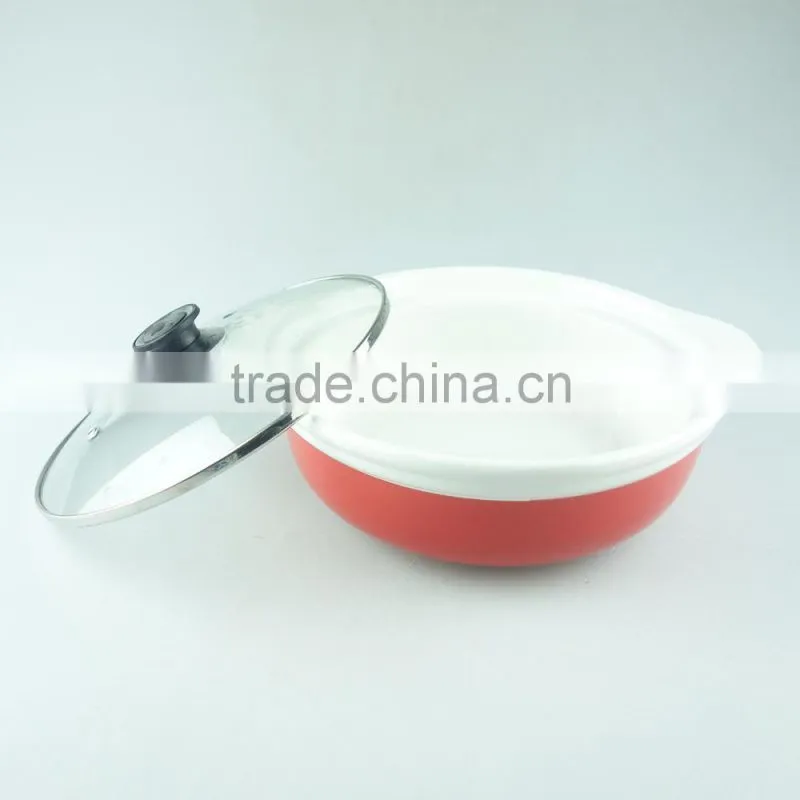 Color glazed ceramic soup tureen /cooking tureen with glass lid in stock