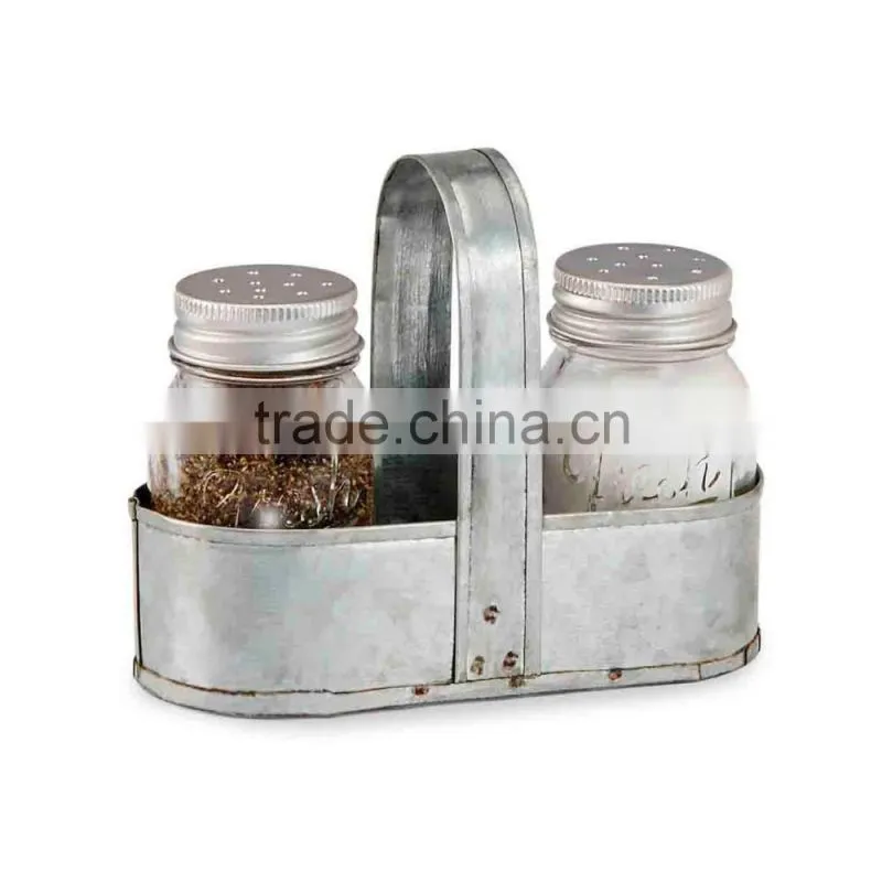 Set of 3 galvenized metal serving tray