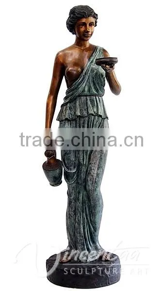outdoor garden decoration metal craft life size bronze sexy girl fountain for sale