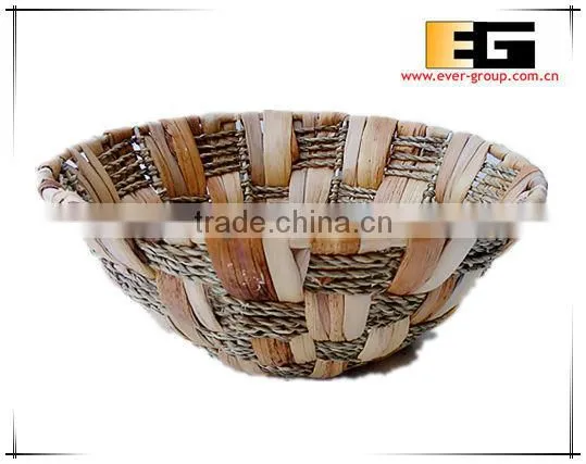 Round natural waterhyacinth and grass tray