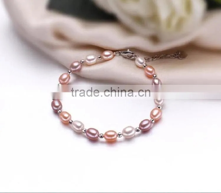 3-4mm rice shape freshwater pearl necklace and bracelet sets