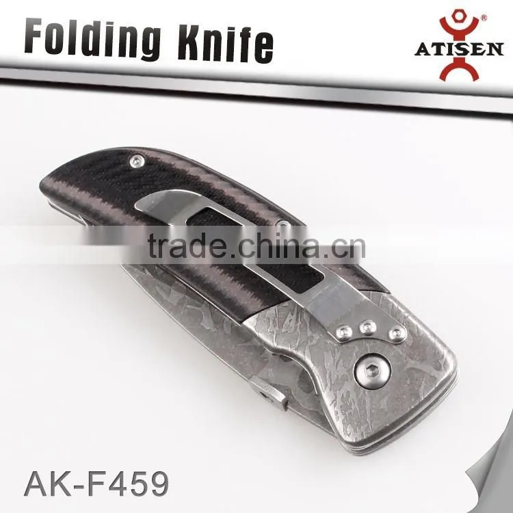 Camping Pocket Knife G10 Handle 3Cr13 Etching titanium coating Blade Hunting Folding Knife Tools