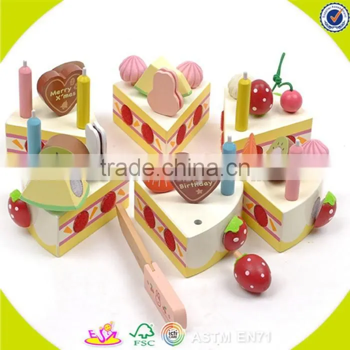 wholesale baby wooden cutting cake toy, elegant style kids wooden cutting cake toy, colorful wooden cutting cake toy W10B103