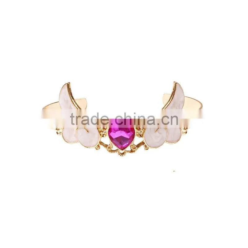 crystal heart angel wing cuff bangle gold angel wing cuff bangle