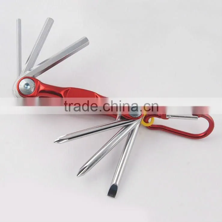 2014 new Stock pocket mini multi aluminium oxide promotion bike keychain tools 603-6