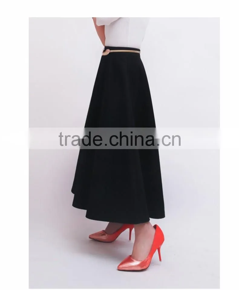 winter models wool blend skirts women high waist thick long skirts ladies wild woolen maxi skirt