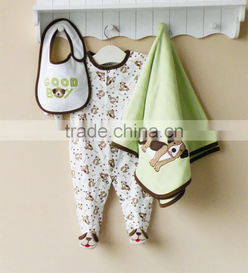2011 autumn mom and bab baby romper set 100% cotton embroider 3pcs