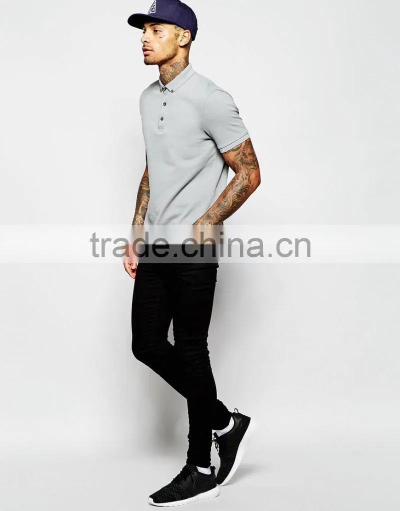 Custom logo t shirt pique polo t shirt with button down collar PS0112A
