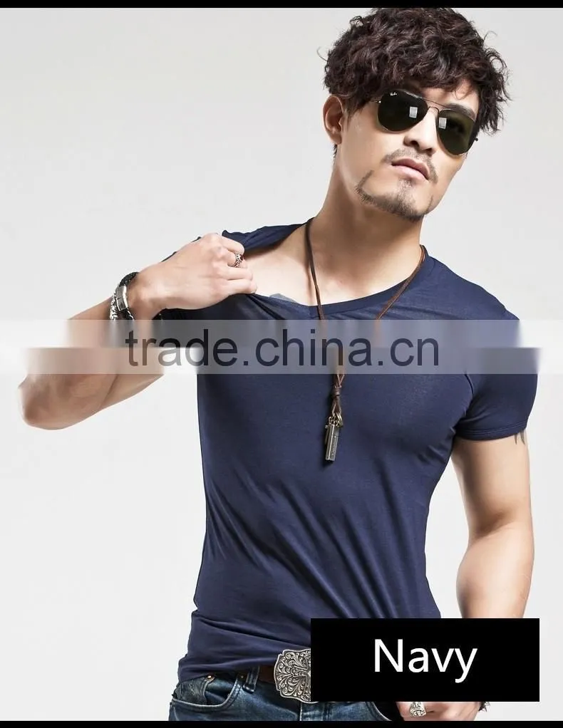 Men's Tops Tees 2016 summer new cotton v neck short sleeve t shirt men fashion trends fitness tshirt