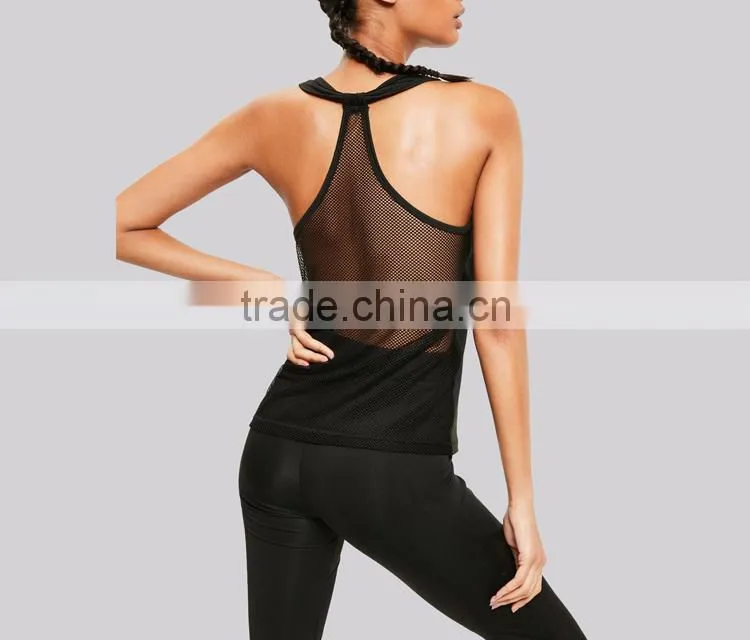 Hot Sale Womens Gym Vest Training Singlet Skinny Sports (Wear) Yoga Top