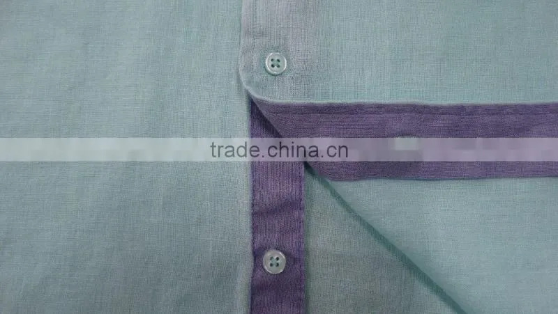 2017 latest pattern linen fabric casual mens shirts with contrast color on the collar