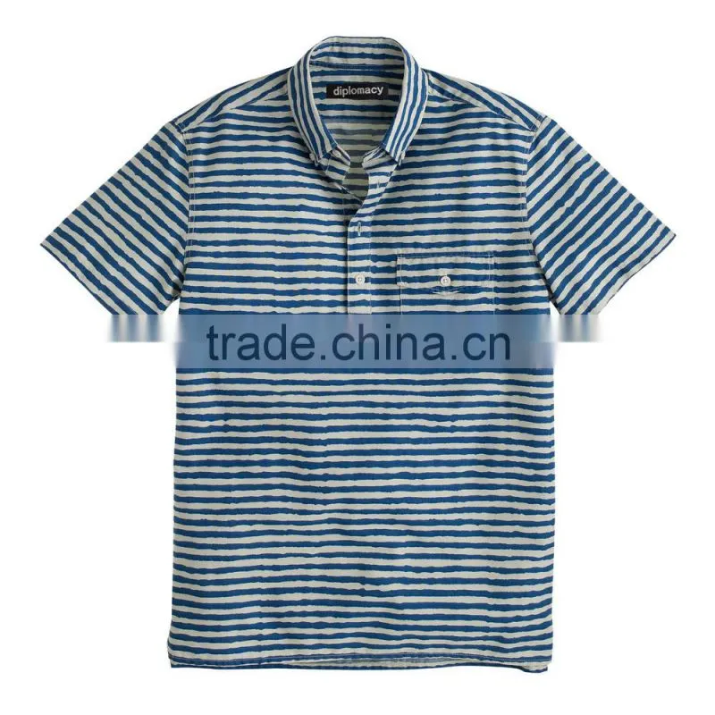 2015 SHORT-SLEEVE COTTON SHIRT stripe men shirts 100% cotton short sleeve OEM Service