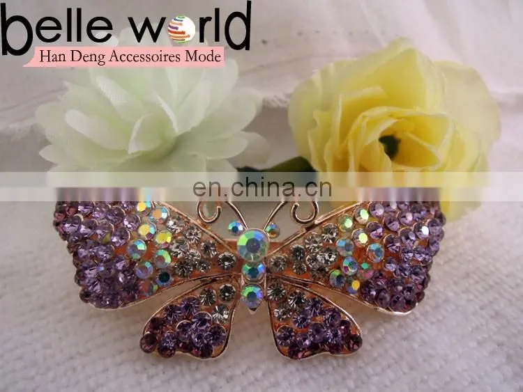 3 Designs Women's Rhinestone Butterfly Barrette Clip