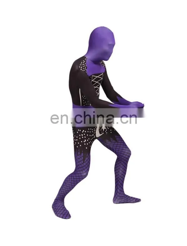 Wholesale Purple Sexy Full Hood Halloween Costume Zentai Lycra Catsuit